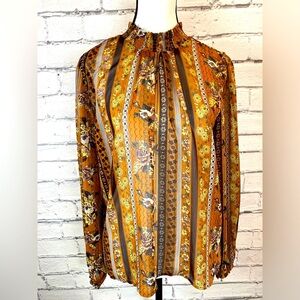 Maurice’s Long Sleeve Floral Boho Blouse Top size Large